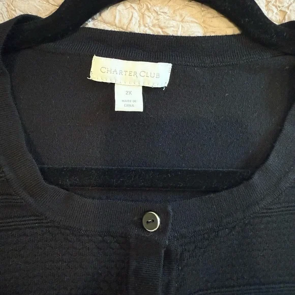 Charter Club Black Button-Up Cardigan - Picture 3 of 4